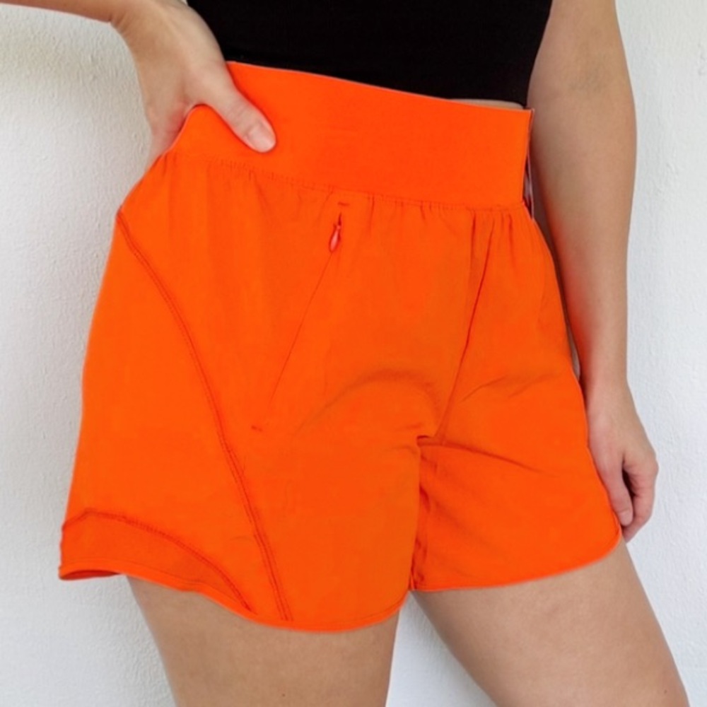 Tek Gear Workout Gear orange mid rise wicking stretch athletic shorts medium